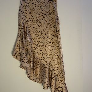 Cheetah print silk high-low zip skirt